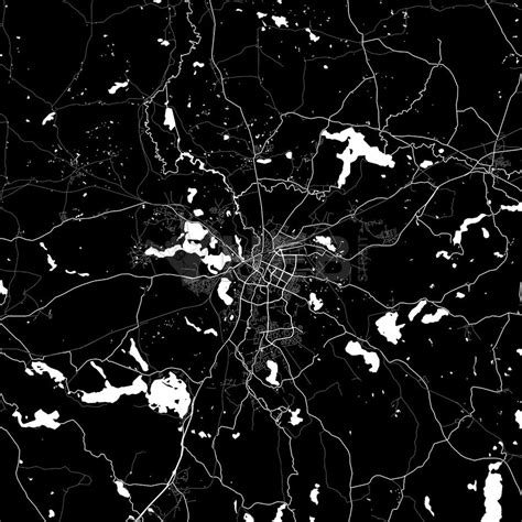 Area map of Olsztyn, Poland. Dark background version for infographic ...