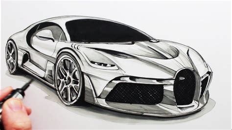 How to Draw a Sports Car: The Bugatti Divo | Car drawings, Cool car ...