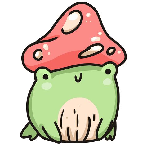 frog with mushroom hat Sticker by crackheadruelx | Милые каракули ...