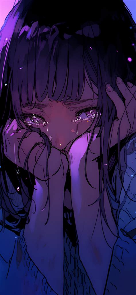 Crying Anime Girl Purple Wallpapers - Sad Girl Wallpaper for iPhone