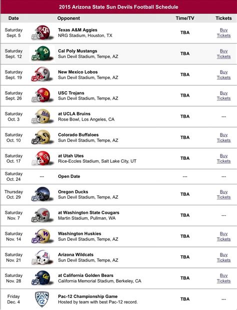 ASU 2015 football schedule | Ohio state buckeyes football, Ohio state ...