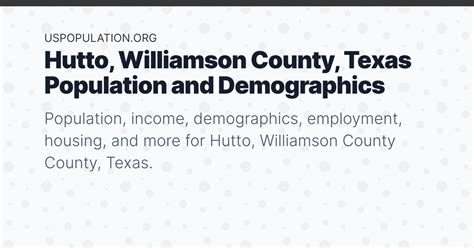 Hutto, Williamson County, Texas Population | Income, Demographics ...