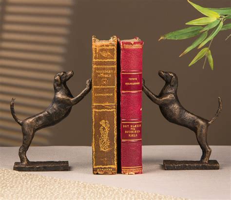 Leaning Hound Dog Bronze Iron Bookends, 2 Sets - Dessau Home - HC630