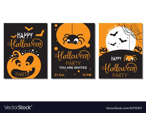 Set halloween cards with carved pumpkins Vector Image