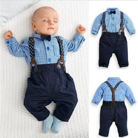 2PCS Kids Infant Baby Boy Clothes Sets 2016 Fashion Brand Bebe Plaid ...