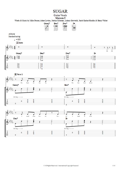 Tablature Sugar (Easy Version) de Maroon 5 (Guitar Pro) - Guitare et ...