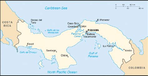 Map of Panama showing the location of Panama Canal. (Website 2 ...