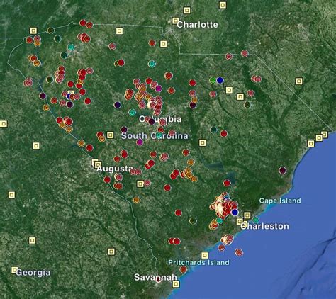 Map of Earthquakes occurring in South Carolina | Earthquakes activities ...