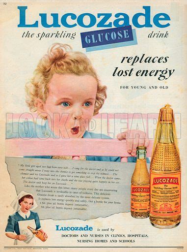 Lucozade Glucose Advertisement, 1953 stock image | Look and Learn