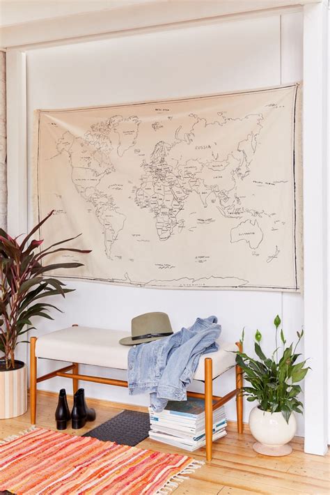 Hand-Drawn World Map Tapestry | World map tapestry, World map decor ...