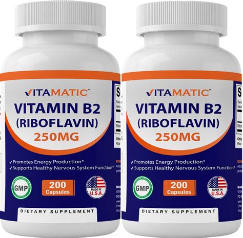 2 Pack Vitamatic Vitamin B2 250 mg 200 Capsules - Walmart.com