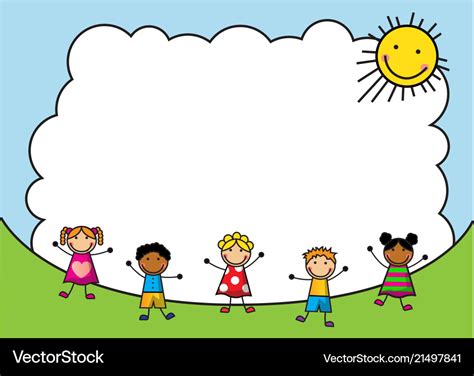 Cartoon kids jumping on the background of sky Vector Image