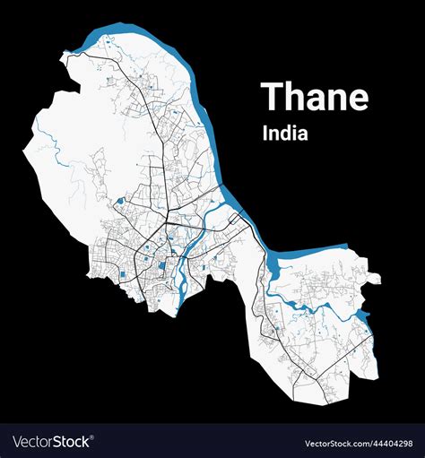 Thane map detailed of city Royalty Free Vector Image