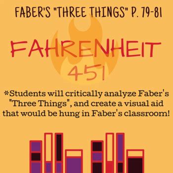 Fahrenheit 451 - Faber's Three Things diction analysis and poster!