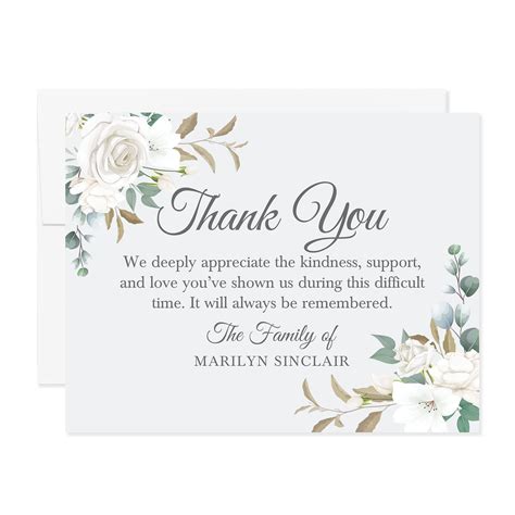 Greenery Funeral Thank You Cards Sympathy Acknowledgement, 45% OFF