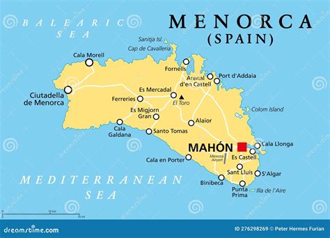 Menorca, Or Minorca, Political Map, With The Capital Mahon Cartoon ...