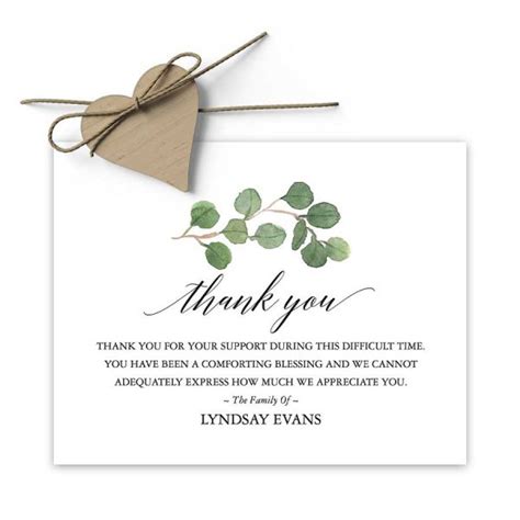 Sympathy Thank You Card Printable with Greenery for Life Celebrations