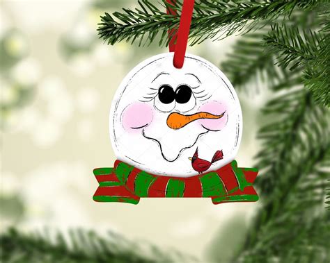 Snowman Carrot Nose Snowman Head Christmas Ornament - Etsy