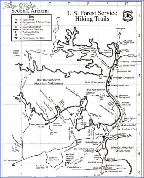 Sedona Hiking Trails Map - ToursMaps.com