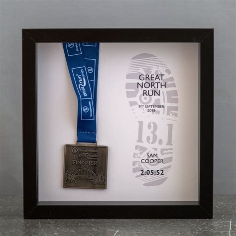 Running Medal Framed Display Gift - Personalised Race Result Print ...