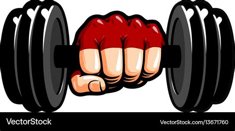 Heavy dumbbell in hand cartoon gym bodybuilding Vector Image