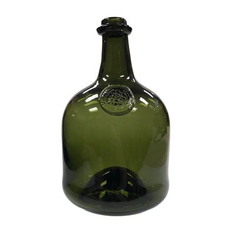 10" Hand-Blown Dark Green Thick Glass Wine Bottle- Antique Vintage ...