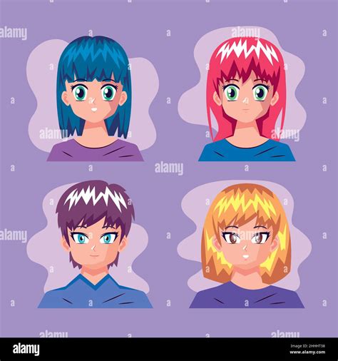 four anime characters Stock Vector Image & Art - Alamy