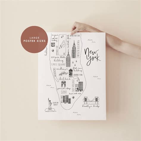 New York Map Poster NYC Print , NY Map, Map Illustration, Home Decor ...