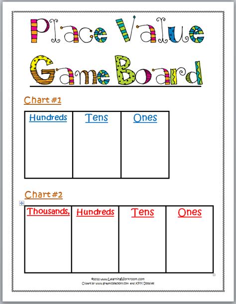 Learning Ideas - Grades K-8: Printable Place Value Game