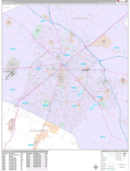 Lexington Kentucky Wall Map (Premium Style) by MarketMAPS - MapSales