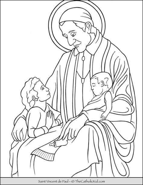 Saint Vincent de Paul Coloring Page - TheCatholicKid.com