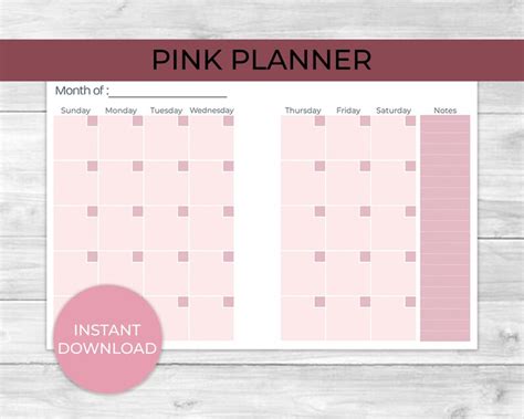 Planner Pink Printable Digital Planner Undated Planner - Etsy