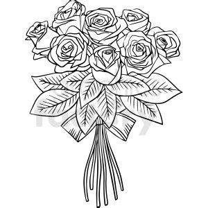 black and white rose bouquet vector clipart clipart | Flower bouquet ...