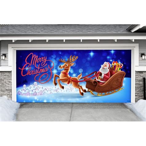 The Holiday Aisle® Santa Sleigh Reindeer Car Garage Door Mural ...