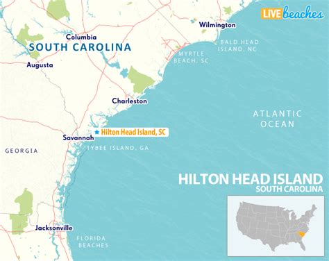 Map of Hilton Head, South Carolina - Live Beaches