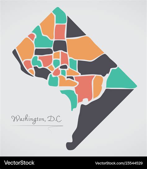 Washington dc map with neighborhoods and modern Vector Image