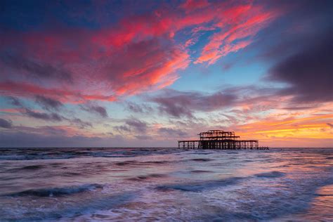 Brighton West Pier At Sunset Photograph by Paul Daniels