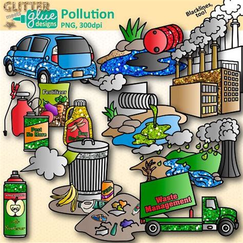 Pollution Clipart: Water Land Air Earth Conservation Clip Art ...