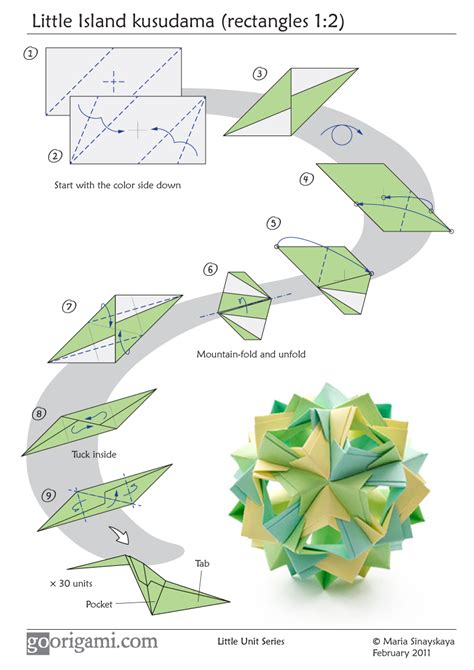 Little Island Kusudama by Maria Sinayskaya — Diagram - Go Origami