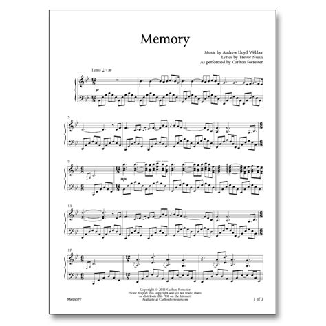 Memory – Sheet Music | Carlton Forrester Music