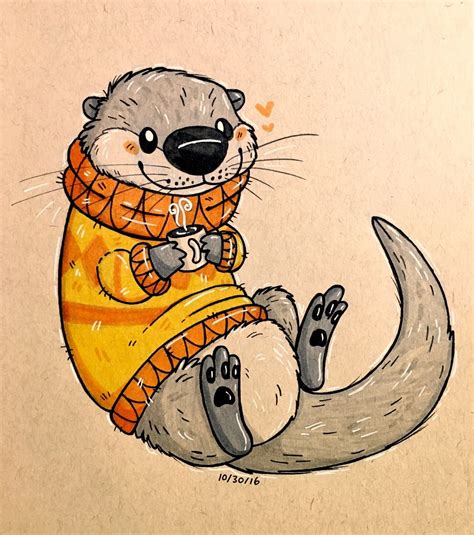 Maggie loves otters | Animal drawings, Otter art, Cute animal drawings