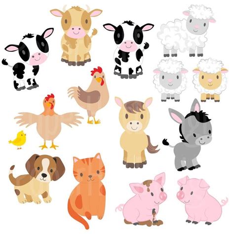 Farm Yard Animals Clipart-Farm Animals Clip Art and Digital | Etsy ...