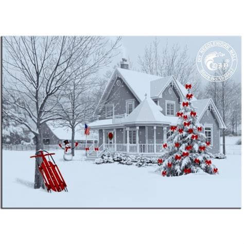 Merry Christmas Winter Barn winter snow scene holiday greeting cards ...