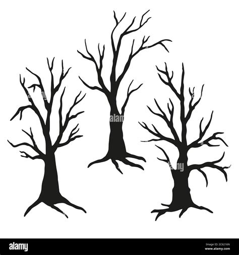 Vector spooky tree silhouette for halloween template Stock Vector Image ...