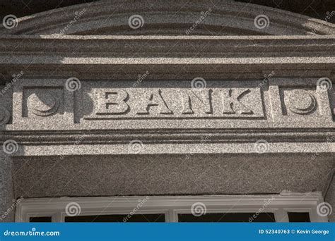 Bank Sign stock image. Image of door, sign, tilt, grey - 52340763