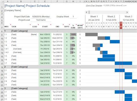 Excel Gantt Chart Flexible Project Spreadsheet LuxTemplates ...