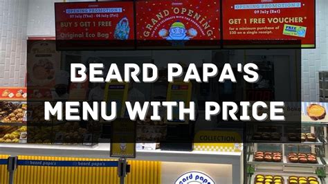 Beard Papa's Menu with Price 2024 Singapore [UPDATED]