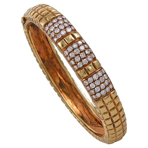 Van Cleef and Arpels Diamond Gold Bangle at 1stDibs