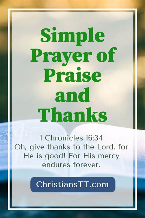 Simple Prayer Of Praise And Thanks - ChristiansTT