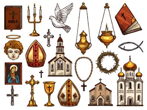 Christianity religion orthodox, catholic symbols 16168987 Vector Art at ...